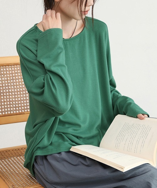 Doux Belle(ドゥーベル)の「モモンガ風オーバーサイズシャツ(Tシャツ/カットソー・レディース・ブルー/ブラック/グレイッシュベージュ/ベージュ/グリーン・MEDIUM)」の11枚目の写真