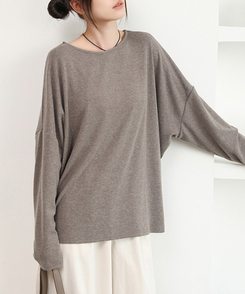 Doux Belle(ドゥーベル)の「モモンガ風オーバーサイズシャツ(Tシャツ/カットソー・レディース・ブルー/ブラック/グレイッシュベージュ/ベージュ/グリーン・MEDIUM)」の16枚目の写真
