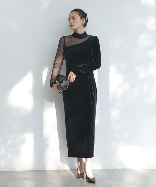 anuans（アニュアンス）の「シアーコンビタイトワンピース（ワンピース・レディース・ベージュ/ブラック・FREE）」の11枚目の写真