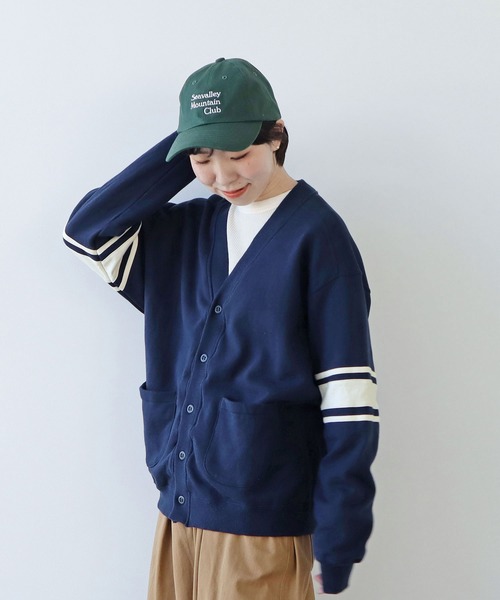 PAR ICI（パーリッシィ）の「アズマ裏毛 ラインカーディガン（カーディガン/ボレロ・レディース・オレンジ/オフホワイト/ネイビー・FREE）」の2枚目の写真