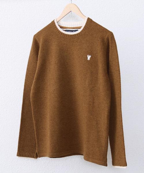 coen（コーエン）の「ラムウールクルーネックニットプルオーバー（ニット/セーター・メンズ・グレー/ネイビー/レッド/ゴールド/ホワイト/ライトブルー・MEDIUM/SMALL/X-LARGE/LARGE）」の6枚目の写真