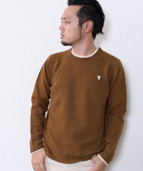 coen（コーエン）の「ラムウールクルーネックニットプルオーバー（ニット/セーター・メンズ・グレー/ネイビー/レッド/ゴールド/ホワイト/ライトブルー・MEDIUM/SMALL/X-LARGE/LARGE）」の8枚目の写真