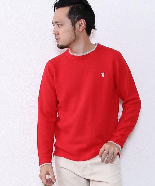 coen（コーエン）の「ラムウールクルーネックニットプルオーバー（ニット/セーター・メンズ・グレー/ネイビー/レッド/ゴールド/ホワイト/ライトブルー・MEDIUM/SMALL/X-LARGE/LARGE）」の7枚目の写真