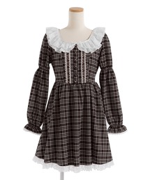 チェック柄ワンピースと黒レースワンピースセット チェック柄ワンピースと黒レースワンピースセット