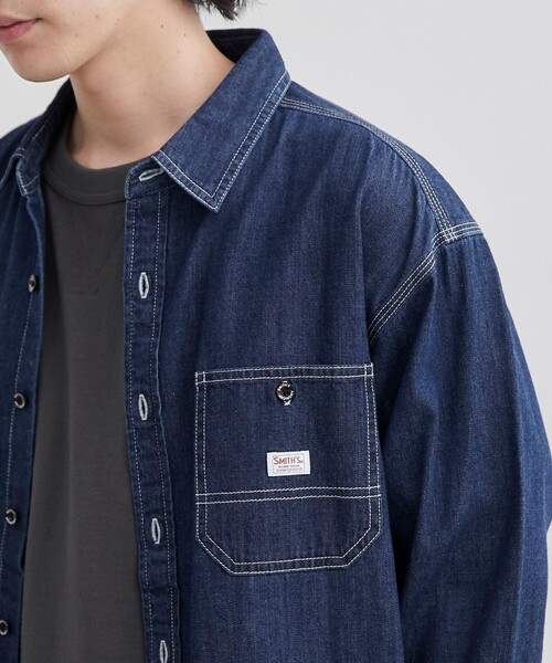 SMITH'S（スミス）の「SMITH’S（スミス）別注デニムワークシャツ（コバルト／ネイビー）（シャツ/ブラウス・メンズ・コバルトブルー/ネイビー・M/L/XL）」の12枚目の写真