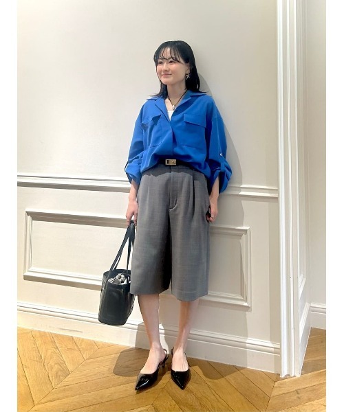 allureville(アルアバイル)の「平二重織タックハーフパンツ(その他パンツ・レディース・ネイビー/グレー系その他・1/2)」の6枚目の写真
