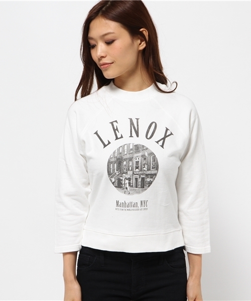 AZUL by moussy（アズールバイマウジー）の「30/10裏毛CITYサークルフォトPO（Tシャツ/カットソー・レディース・ベージュ/トップグレー/オフホワイト・SMALL/LARGE/MEDIUM）」の4枚目の写真