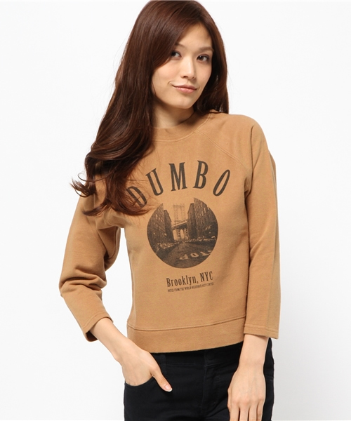 AZUL by moussy（アズールバイマウジー）の「30/10裏毛CITYサークルフォトPO（Tシャツ/カットソー・レディース・ベージュ/トップグレー/オフホワイト・SMALL/LARGE/MEDIUM）」の13枚目の写真