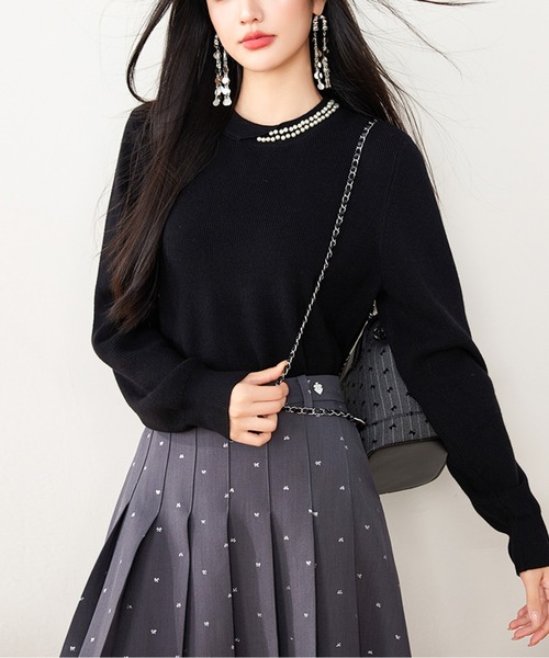 ハーフパールカラーニットトップス（ニット/セーター）｜AMAJI（アマジ）