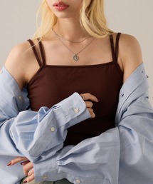 【MAGASIN DE MODE Onjna】Painstitch double strap camisole / 天竺カップ付き2本ストラップキャミソール DTK