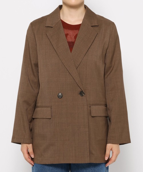 mysty woman(ミスティウーマン)の「【セットアップ着用可】ライトダブルテーラードジャケット 320214(テーラードジャケット・レディース・グレー/チャコールグレー/グリーン/グレイッシュベージュ/ブラウン/ダークグレー・FREE)」の12枚目の写真