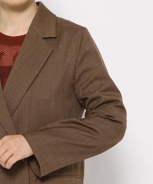 mysty woman(ミスティウーマン)の「【セットアップ着用可】ライトダブルテーラードジャケット 320214(テーラードジャケット・レディース・グレー/チャコールグレー/グリーン/グレイッシュベージュ/ブラウン/ダークグレー・FREE)」の18枚目の写真