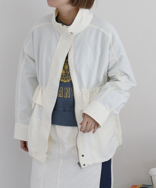 cepo（セポ）の「〈セットアップ可能〉グログランブラウジングドロストジャケット（ブルゾン・レディース・ブラック/グレー/オフホワイト・M）」の2枚目の写真