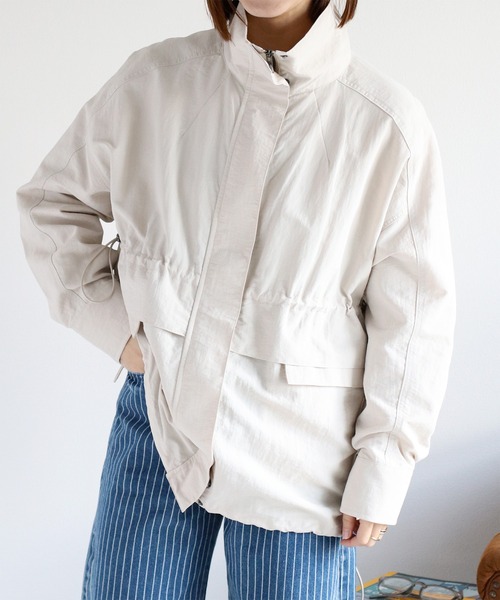 cepo（セポ）の「〈セットアップ可能〉グログランブラウジングドロストジャケット（ブルゾン・レディース・ブラック/グレー/オフホワイト・M）」の5枚目の写真