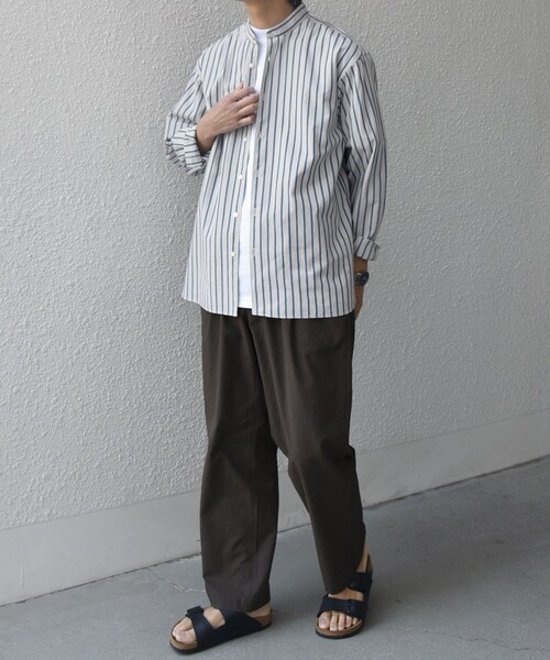 SHIPS any（シップス エニィ）の「SHIPS any:〈洗濯機可能〉コットン/リネン ストライプ バンドカラー シャツ◇（シャツ/ブラウス・メンズ・イエロー/グレー/ネイビー/ブルー/ライトブルー・MEDIUM/SMALL/X-LARGE/LARGE）」の19枚目の写真