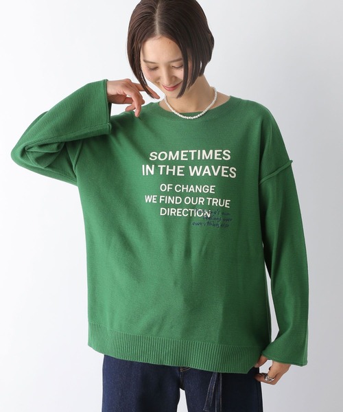 LEPSIM(レプシィム)の「12ゲージプリントロゴプルオーバー 323290(ニット/セーター・レディース・ネイビー/アイボリー/グリーン・FREE)」の13枚目の写真