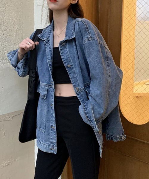 SallyLunn(サリーラン)の「フロントボタンデニムジャケット(デニムジャケット・レディース・ブラック/ブルー・MEDIUM/LARGE)」の3枚目の写真
