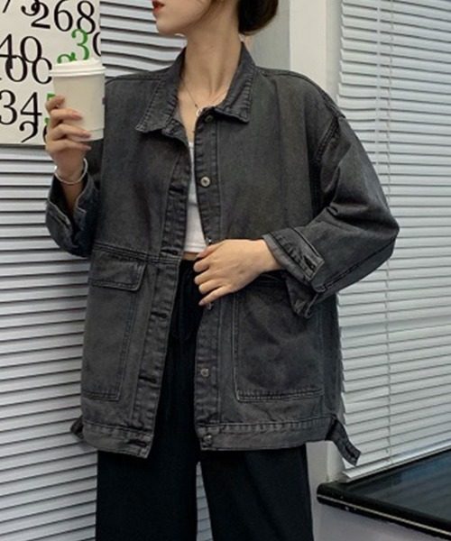 SallyLunn(サリーラン)の「フロントボタンデニムジャケット(デニムジャケット・レディース・ブラック/ブルー・MEDIUM/LARGE)」の6枚目の写真