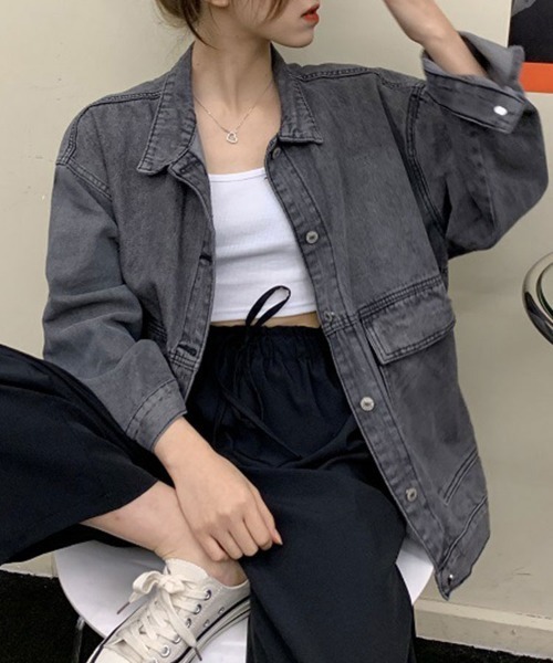 SallyLunn(サリーラン)の「フロントボタンデニムジャケット(デニムジャケット・レディース・ブラック/ブルー・MEDIUM/LARGE)」の7枚目の写真
