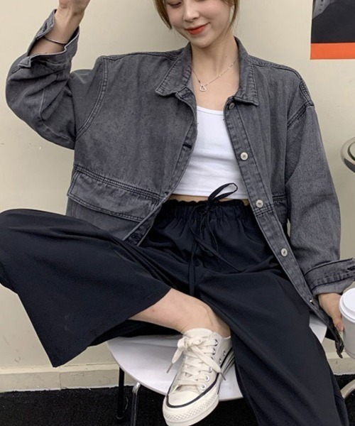 SallyLunn(サリーラン)の「フロントボタンデニムジャケット(デニムジャケット・レディース・ブラック/ブルー・MEDIUM/LARGE)」の8枚目の写真