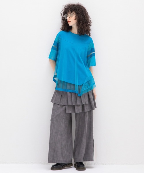 AULA AILA（アウラアイラ）の「レースチュニックTシャツ（Tシャツ/カットソー・レディース・ブラック/ブルー/オフホワイト・0）」の8枚目の写真