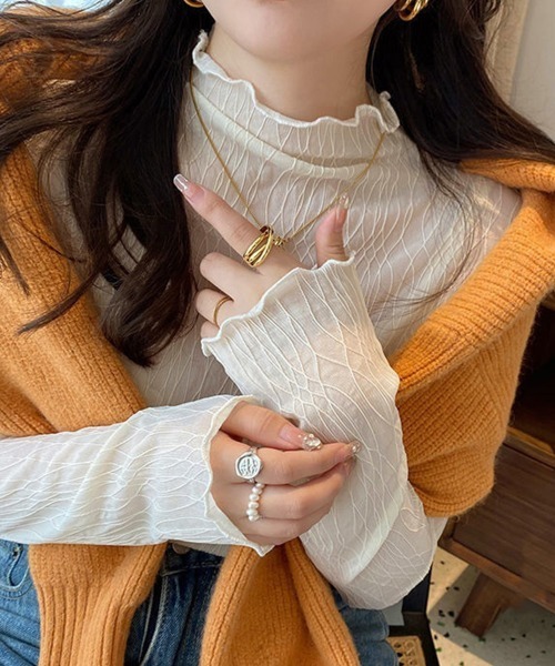 Miniministore(ミニミニストア)の「シースルートップス メロウフリルブラウス(シャツ/ブラウス・レディース・ホワイト/ブラック/アイボリー・FREE)」の6枚目の写真