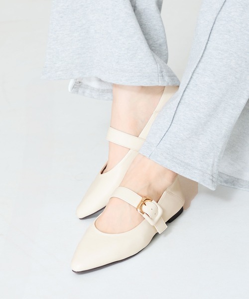 WA ORiental TRaffic(ダブルエーオリエンタルトラフィック)の「配色バックル柔らかフラットパンプス/52118(パンプス・レディース・ホワイト/ブラック/グリーン・41/39/38/40/42/34/37/36/35)」の13枚目の写真