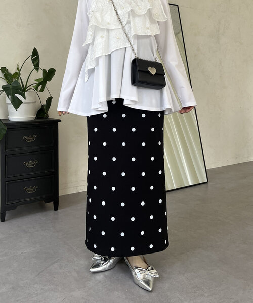prose verse（プロズヴェール）の「スーパーストレッチドットナロースカート（スカート・レディース・ブラック系その他・LARGE/PL/PM/MEDIUM/TL/TM）」の8枚目の写真