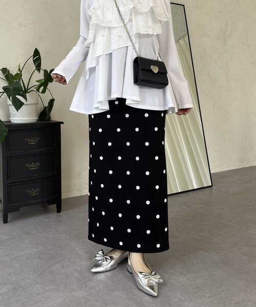 prose verse（プロズヴェール）の「スーパーストレッチドットナロースカート（スカート・レディース・ブラック系その他・LARGE/PL/PM/MEDIUM/TL/TM）」の9枚目の写真