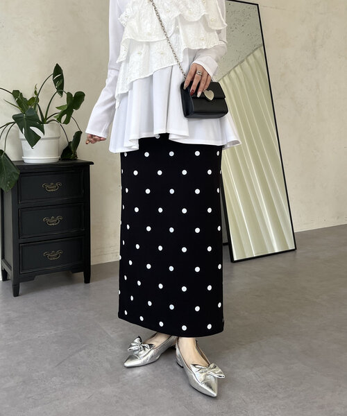 prose verse（プロズヴェール）の「スーパーストレッチドットナロースカート（スカート・レディース・ブラック系その他・LARGE/PL/PM/MEDIUM/TL/TM）」の10枚目の写真