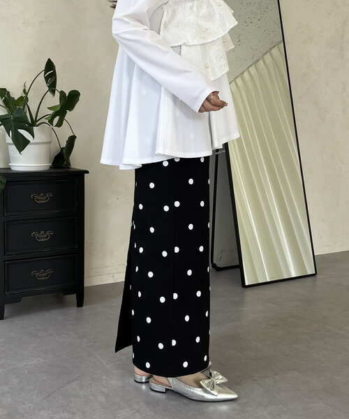 prose verse（プロズヴェール）の「スーパーストレッチドットナロースカート（スカート・レディース・ブラック系その他・LARGE/PL/PM/MEDIUM/TL/TM）」の13枚目の写真