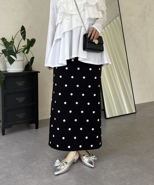 prose verse（プロズヴェール）の「スーパーストレッチドットナロースカート（スカート・レディース・ブラック系その他・LARGE/PL/PM/MEDIUM/TL/TM）」の15枚目の写真