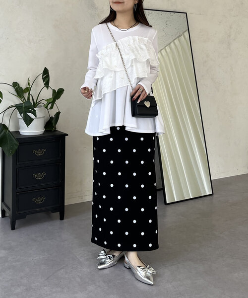 prose verse（プロズヴェール）の「スーパーストレッチドットナロースカート（スカート・レディース・ブラック系その他・LARGE/PL/PM/MEDIUM/TL/TM）」の17枚目の写真