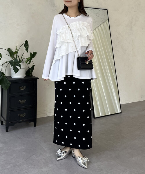 prose verse（プロズヴェール）の「スーパーストレッチドットナロースカート（スカート・レディース・ブラック系その他・LARGE/PL/PM/MEDIUM/TL/TM）」の22枚目の写真