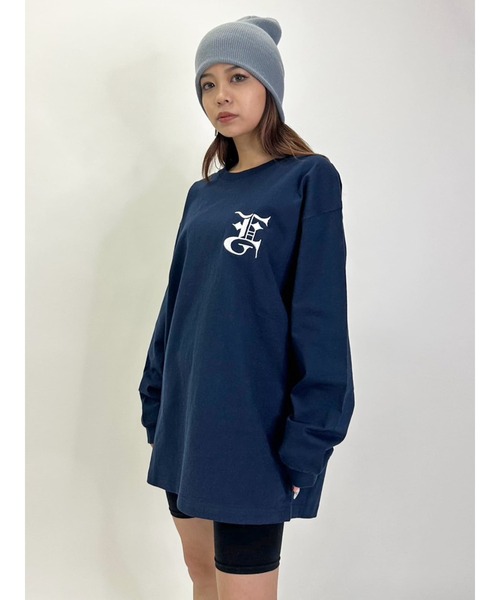 EGOIST(エゴイスト)の「BIG EG刺繍ユニセックスロンT(Tシャツ/カットソー・レディース・ブラック/ホワイト/ネイビー・FREE)」の3枚目の写真