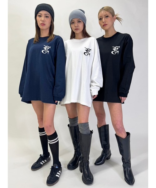 EGOIST(エゴイスト)の「BIG EG刺繍ユニセックスロンT(Tシャツ/カットソー・レディース・ブラック/ホワイト/ネイビー・FREE)」の6枚目の写真