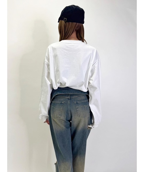 EGOIST(エゴイスト)の「BIG EG刺繍ユニセックスロンT(Tシャツ/カットソー・レディース・ブラック/ホワイト/ネイビー・FREE)」の12枚目の写真