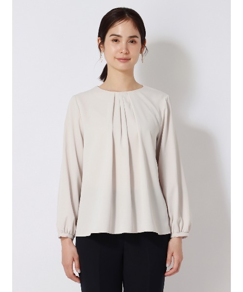 SUIT SQUARE(スーツスクエア)の「ラウンドネックブラウス 長袖 ウォッシャブル NIR+UVカット 無地 メタルパーツ(シャツ/ブラウス・レディース・ピンク系/ブラック系/ホワイト系/グレー系・38(9号)/40(11号))」の14枚目の写真