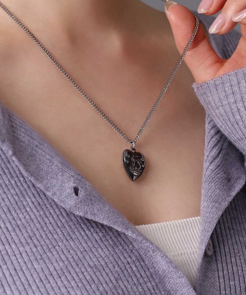 LION HEART(ライオンハート)の「【限定展開】“LH-1”パフィーハートネックレス/サージカルステンレス(金属アレルギー対応)【LION HEART / ライオンハート】(ネックレス・メンズ・シルバー・55cm)」の8枚目の写真