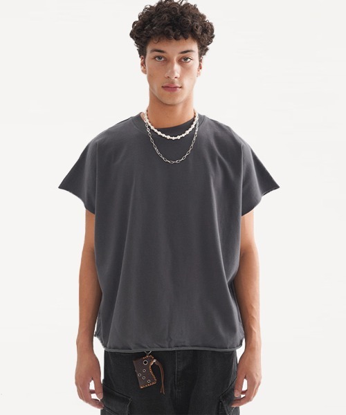 Ressaca（レサーカ）の「オーバーサイズショート丈半袖Tシャツ（Tシャツ/カットソー・メンズ・ホワイト/ブラック/チャコール・M/S/L）」の3枚目の写真