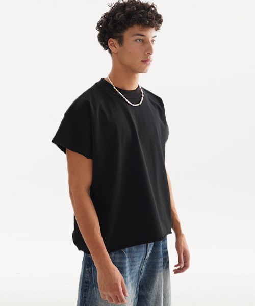 Ressaca（レサーカ）の「オーバーサイズショート丈半袖Tシャツ（Tシャツ/カットソー・メンズ・ホワイト/ブラック/チャコール・M/S/L）」の2枚目の写真