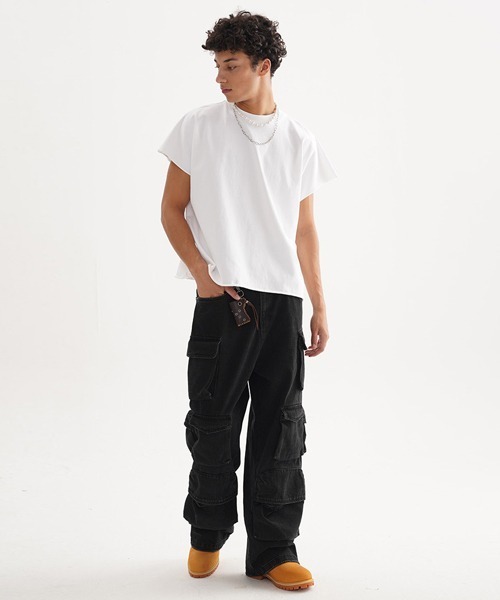 Ressaca（レサーカ）の「オーバーサイズショート丈半袖Tシャツ（Tシャツ/カットソー・メンズ・ホワイト/ブラック/チャコール・M/S/L）」の13枚目の写真