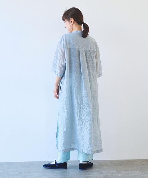 yuni Cupra/Cotton/Linen シャツワンピース yuni（ユニ ）の「○Cupra/Cotton/Linen Gometric pattern