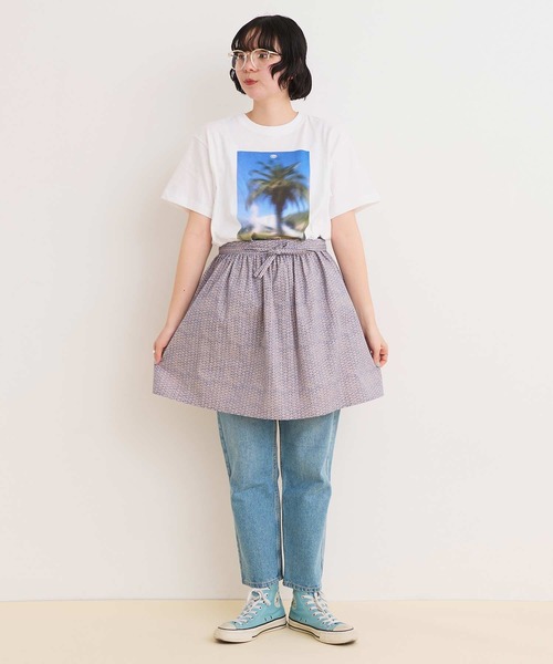 iami in fact ブラウス　コットン100% ネイビー セール】BASKET print キャミブラウス（シャツ/ブラウス）｜I am