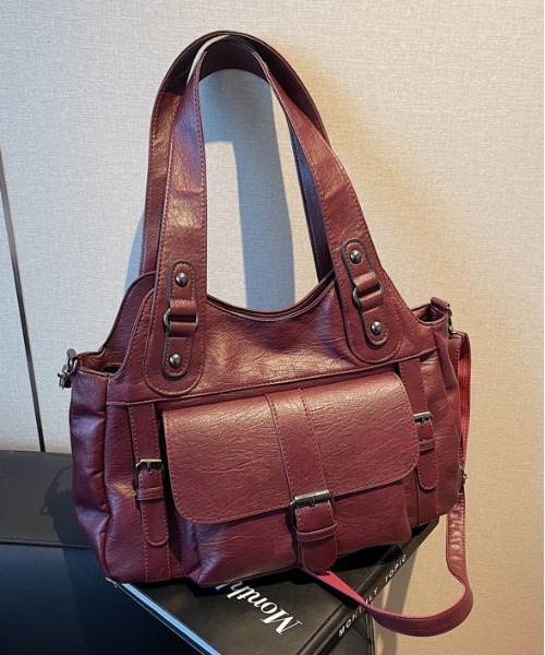 gossip!ロサンゼルス(ゴシップロサンゼルス)の「Y2K風 レトロ アウトポケット ショルダーバッグ 2WAY/A4対応大容量(ショルダーバッグ・レディース・ライトグレー/ワイン/ブラウン/インディゴブルー/グレー/ブラック・FREE)」の13枚目の写真