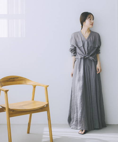 Noble(ノーブル)の「《追加》【洗える】ラミーシアーVカラーシャツ(シャツ/ブラウス・レディース・ブラック/サックスブルー/チャコールグレー/ホワイト・FREE)」の15枚目の写真