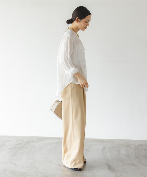 Noble(ノーブル)の「《追加》【洗える】ラミーシアーVカラーシャツ(シャツ/ブラウス・レディース・ブラック/サックスブルー/チャコールグレー/ホワイト・FREE)」の18枚目の写真