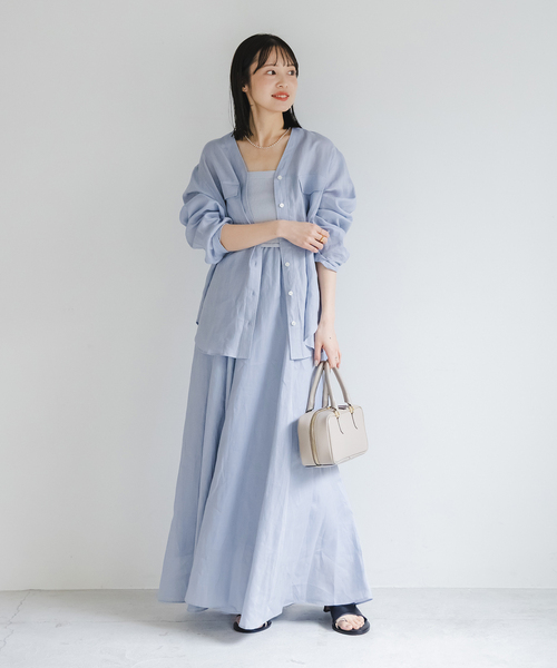 新品タグ付⭐️ノーブル【洗える】ラミーシアーVカラーシャツ 追加》【洗える】ラミーシアーVカラーシャツ（シャツ／ブラウス
