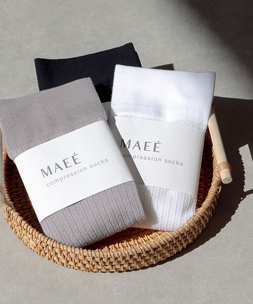 green label relaxing（グリーンレーベルリラクシング）の「＜MAEE＞コンプレッション ソックス（コットンシアー）（ソックス/靴下・レディース・グレー/ホワイト/ブラック・FREE）」の5枚目の写真
