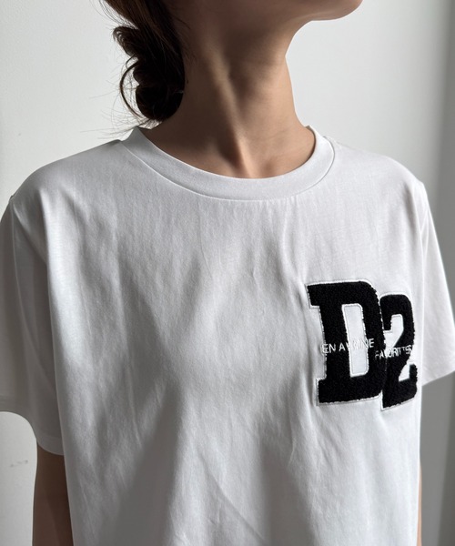 tシャツ サガラ刺繍D2ワッペンTEE レディース サガラ刺繍D2ワッペンTEE（Tシャツ/カットソー）｜DouDou